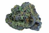 Sparkling Azurite Crystals on Fibrous Malachite - China #247727-1